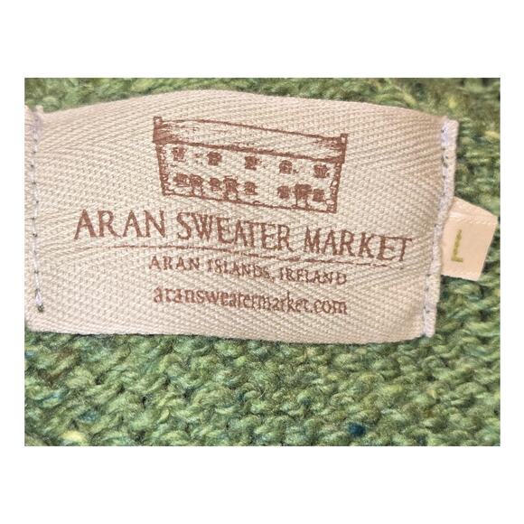 Aran Ireland 100% Natural Wool Crop Hooded Sweater Green Large NWT Certified - Picture 6 of 11